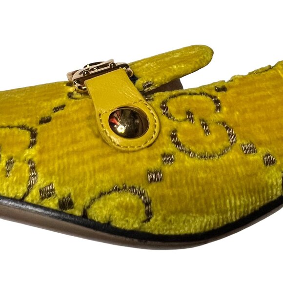 Gucci Yellow Velvet GG Marmont Block Heel Pumps – Size 41 100% Authentic New - Picture 11 of 16